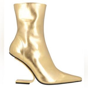 Jeffrey Campbell Gold High Heel Ankle Boots 10